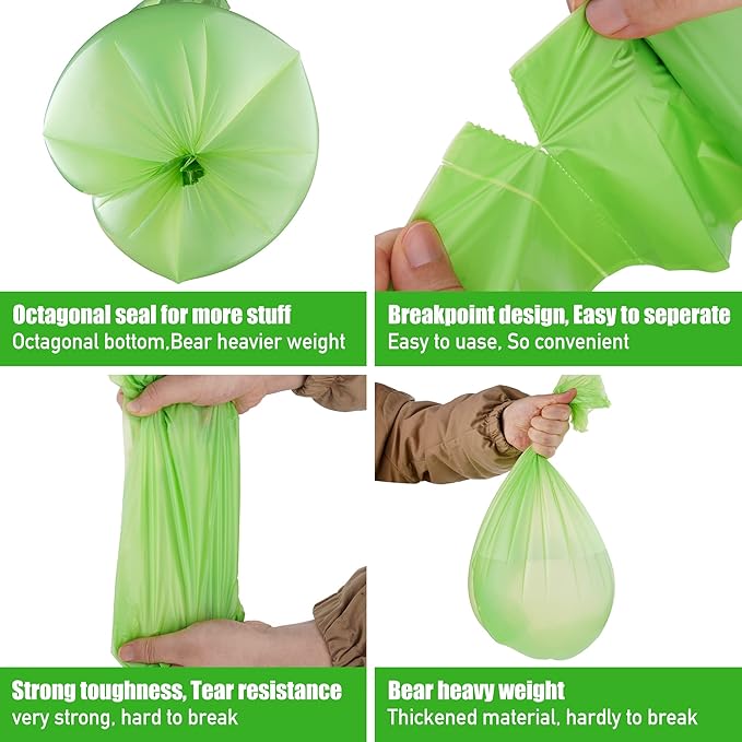 Compost Bags, 5 Gallon, 20Liter, Extra Thick 0.78 Mils, Biodegradable Food scrap waste bags with US BPI ASTM D6400 and Europe OK Compost Home Certified