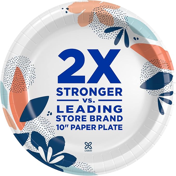 Dixie Paper Plates, Large 10 Inch | 2X Stronger | Microwave-Safe | Soak-Proof | 86 Count, Pack of 3