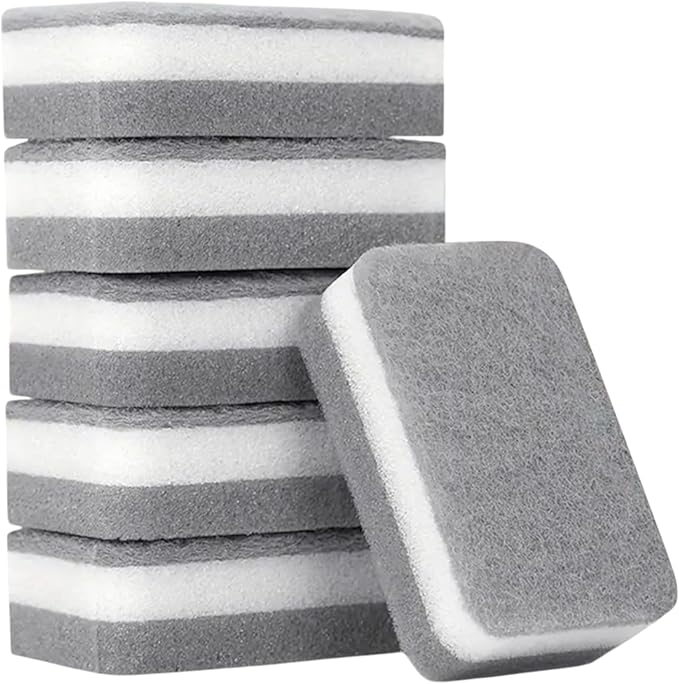 PKI Smart Essentials Dual-Sided Grey Cellulose Sponge with Gentle Scouring Pad – Multi-Purpose for Kitchen, Commercial, and Outdoor Cleaning (Set of 6)