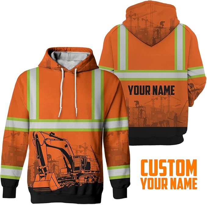 Matedecor High Visibility Hi Vis Hoodie for Men - Jobs Collection Custom Name Class 3 Reflective Safety Workwear