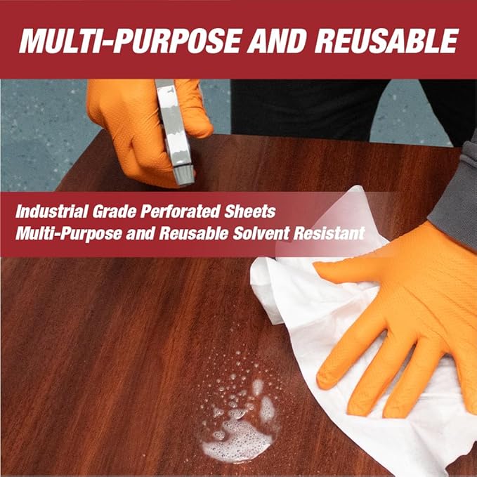PrepWipe Heavy Duty Cleaning Towels, Lint Free Cleaning Towels, Industrial Paper Towels, Disposable Towels Pack of 100 Sheets 9"x17" (White) (White, Pack of 10 (1000 Sheets))