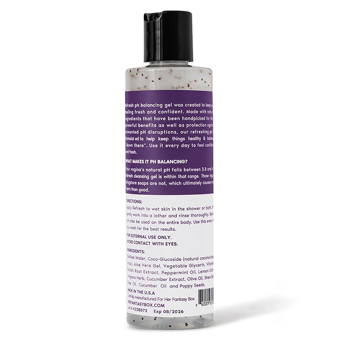Her Fantasy Box | Refresh pH Balancing Shower Gel - Natural Feminine Hygiene Solution for Gentle Cleansing, Odor Control, and Skin Nourishment - pH-Balanced Formula for All Skin Types (8 oz)
