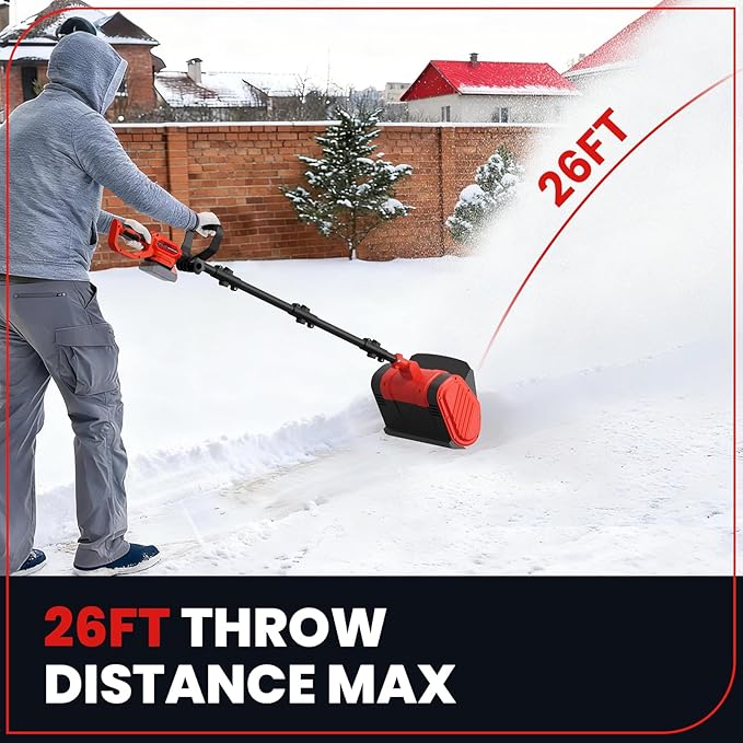 Electric Snow Shovel for Milwaukee M18 18V Battery, 11" Brushless Snow Blower with Adjustable Handle, Max 26 FT Snow Thrower, Cordless Snow Shovel M18 for Driveway, Sidewalk, Patio, Deck (No Battery)