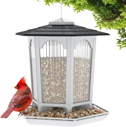 Hanging Bird Feeder for Outdoors, Wild Bird Feeders for Outside, Fits for Cardinals, Unique Bird Watching Gift, Standard White, Large Size(1Pcs)