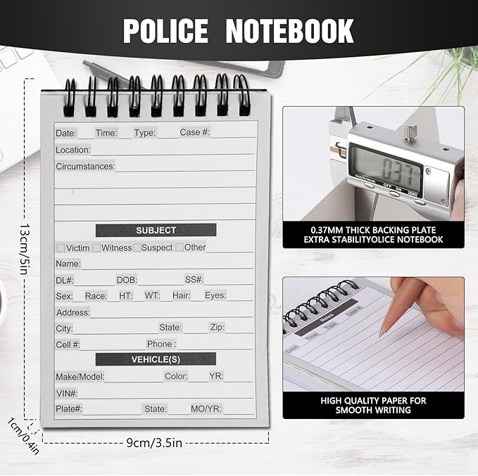 12 Pcs Public Safety Police Field Interview Notebook Report Notepad for Law Enforcement Officer Gifts Ticket Book Notebook Cop Interview Equipment Accessories, 70 Sheets/ 140 Pages(3.5x5 Inch)