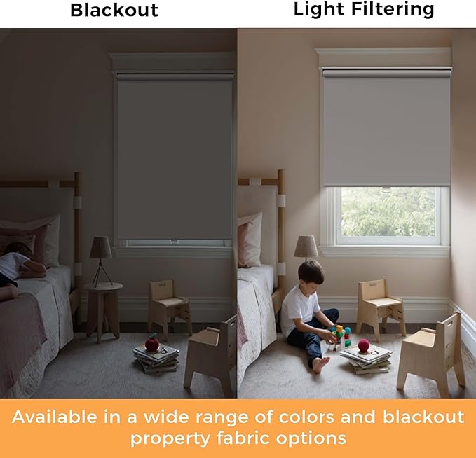 Cordless Roller Shades Blackout Blinds for Windows Room Darkening Rolled Up Shades with Spring System, UV Protection Window Shades Door Blinds for Home and Office (White, 43" W x 72" H)