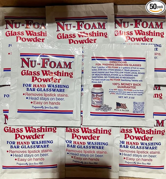 Nu-Foam Glass Washing Powder (50 Packets)
