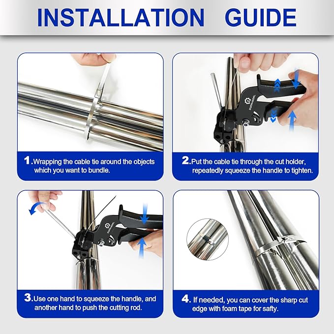 Stainless Steel Cable Tie Tool Kit with 200PCS Self-Locking Metal Wire Ties (7.9" & 11.8") - For Fencing, Cable Bundling, Exhaust Repair, and Structural Reinforcement.