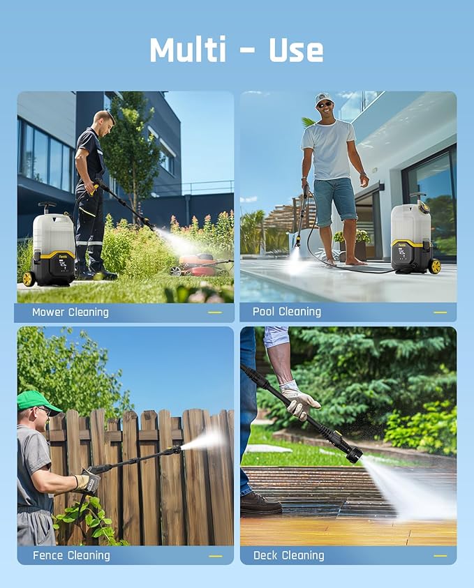 Fanttik NB8 Ultra Cordless Pressure Washer w/4.0 Gal Tank, Max 725PSI Electric Power Washer with 5-in-1 Nozzle, 20FT Hose, Adjustable Pressure, Power Cleaning for Car Washing, Patio