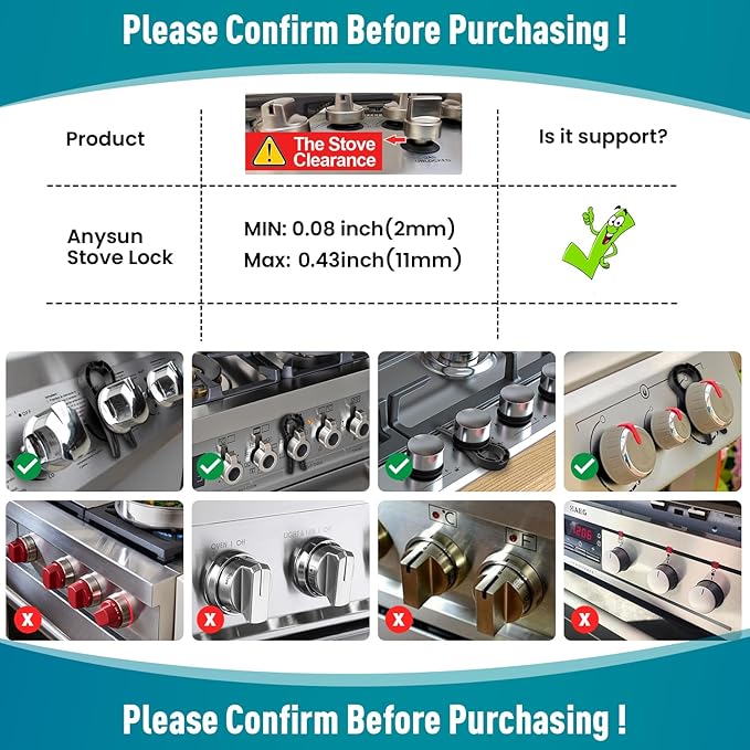 5 Pack Gas Stove Knob Locks for Child Safety, Child Proof Knob Safety Covers