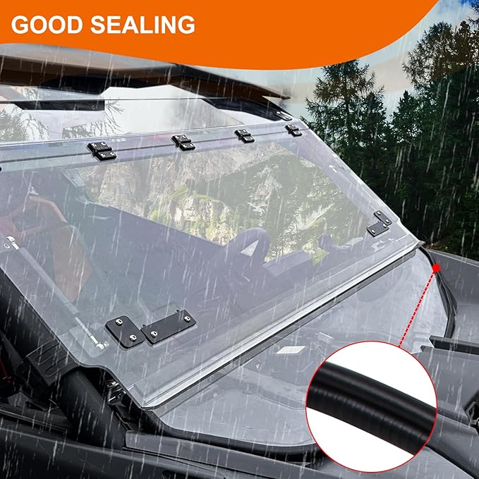 Flip Up Windshield for X3, 3-in-1 Flip Front Windshield Compatible with Can-Am Maverick X3 & X3 Max Accessories Scratch Resistant Hard Coated Folding Windscreen