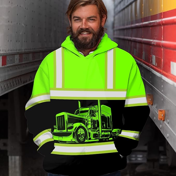 Matedecor High Visibility Hi Vis Hoodie for Men - Jobs Collection Custom Name Class 3 Reflective Safety Workwear