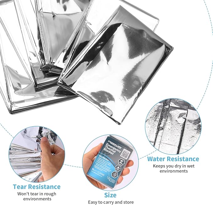 FRONTLINE Emergency Thermal Blankets Large 54" x 84" Mylar Blankets Survival Gear Camping Gear Emergency Space Blanket First Aid for Survival (10)