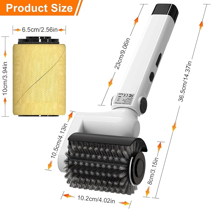 HHXRISE Electric Grill Brush for Outdoor Grill: Rechargeable BBQ Grill Cleaner with 2 Heads (Steel Wire & Flame Resistant Sponge) - 2-Speed - 90°Adjustment - Effortless Grill Grates Cleaning