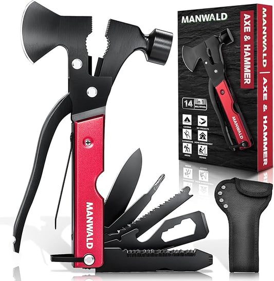 15 in 1 Multitool Axe Hatchet, Christmas Stocking Stuffers for Men Adults, Camping Accessories Survival Gear, Multi Tool for Camping Hiking Survival, Cool Gadgets Gifts for Men,Husband, Boyfriends