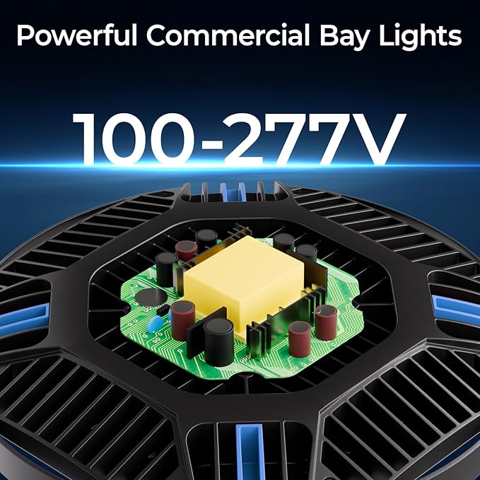 CINOTON 210W Switchable UFO LED High Bay Light, Aluminum LED Shop Lights with 31500LM, 5000K Commercial Bay Lighting for Garage Workshop 5000K Daylight-ETL Listed, 1 Pack