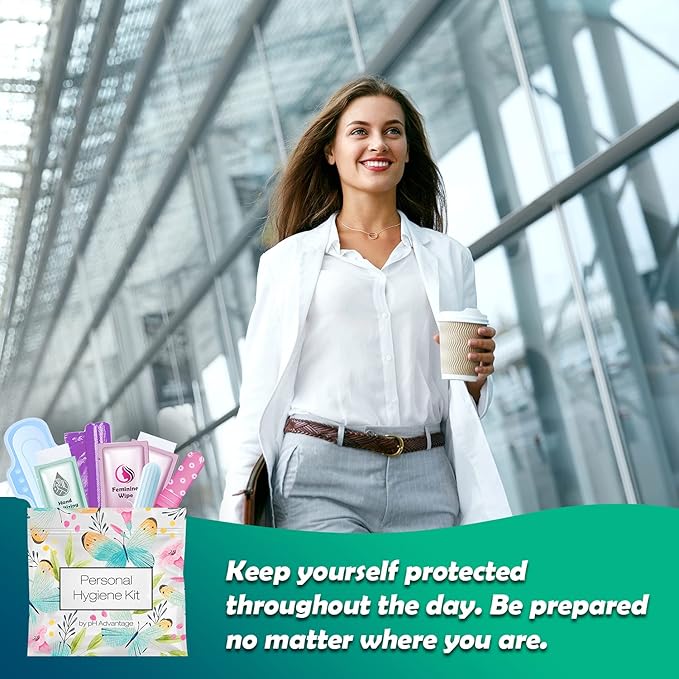 Butterfly Style Menstrual Kit All-in-One 60 Pack | Convenience on The Go | Period Kit Pack for Travelling, Tweens & Teenagers or just When You’re Out | Individually Wrapped Feminine Hygiene Product