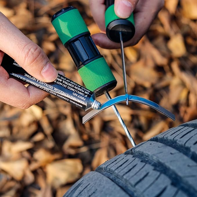 Permanent Tire Repair kit to Fix Flat Auto Cars, Motorcycle, Offroad, Tractor, Trailer, SUV, Pickup, ATV/UTV and Scooters, Easy, Quick, Permanently