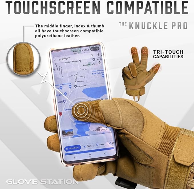 Glove Station Tactical Gloves for Men – Touchscreen Utility Gear with Hard Knuckle Protection Used in Motorcycle, Airsoft, Combat, Police, Shooting & Outdoor Work