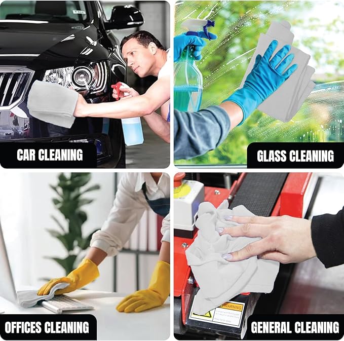 Premium White Huck Towels – (24 Pack) 15 x 30 inches 100% Cotton Bulk Towel for General Cleaning, Auto Shop, and Hospital Use, Super Absorbent, Machine Washable Cloth
