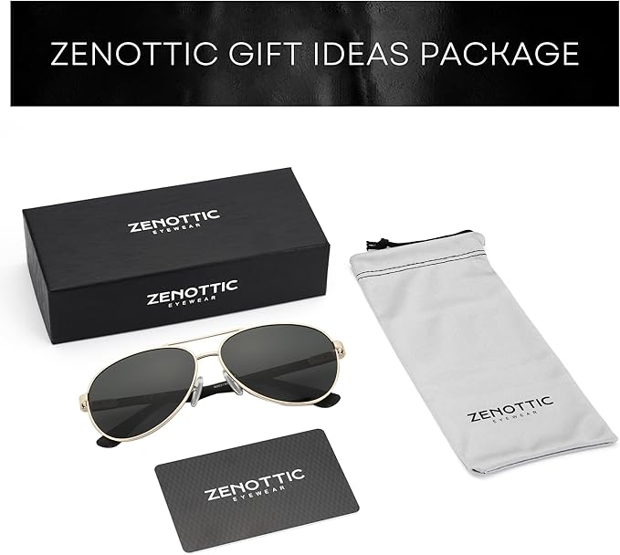 ZENOTTIC Polarized Aviator Sunglasses for Men Carbon Fiber Temple Pilot Sun Glasses with Mirrored Lens UV Protection