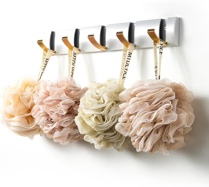 Loofah for Women, XL Large Loofah 75g 4 Pack, Bath Sponge Soft Mesh Shower, Body Scrubber, Bath Accessories Body wash Foaming (Pinkish Beige)
