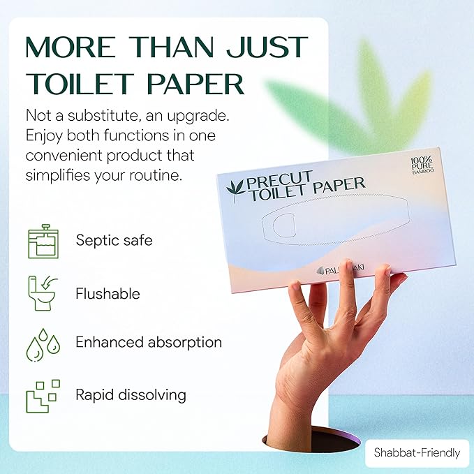 Pre-Cut Bamboo Toilet Paper – 3-Ply, Tissue Boxes – Gentle & Sustainable | No Fragrance, No BPA, No PFAS – Lint-Free | Septic Safe, Dissolves Fast | 12 Boxes (125 Sheets/Box) | PALM NAKI