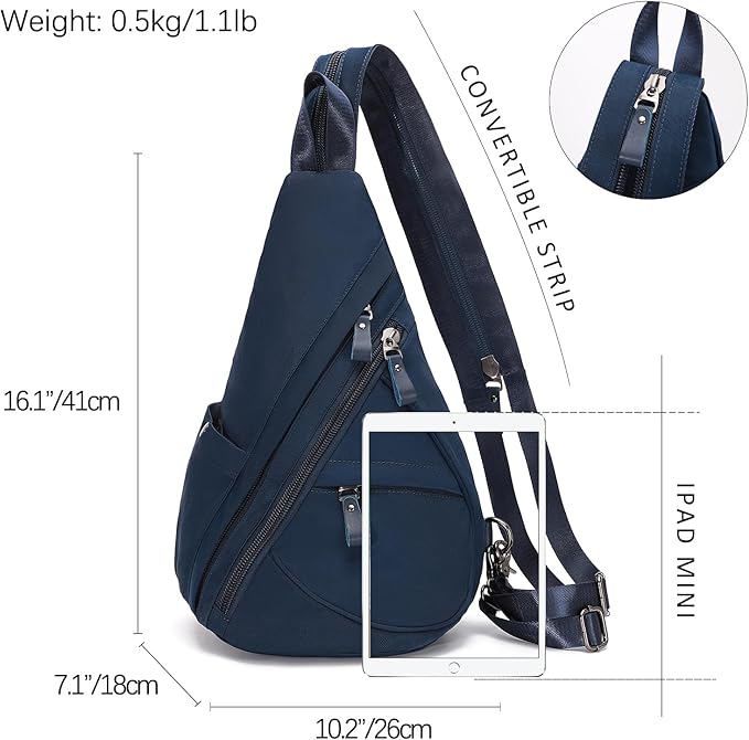 KL928 Nylon Sling Bag - Small Crossbody Backpack Shoulder Casual Daypack Multipurpose Rucksack for Men Women