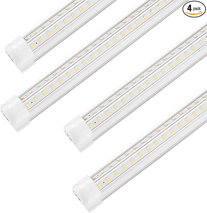Led Shop Lights, 4FT LED Light 50W 6500K 7000LM Daylight,Led Garage Light,Linkable Clear Cover Integrated V-Shape for Garage Warehouse Workbench Workshop(4-Pack)