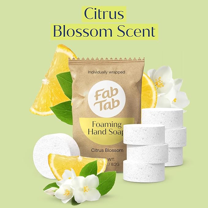 Fabtab Convenient And Easy To Use Foaming Hand Soap Refills - Hand Soap Tablets For A Guilt-free Cleaning Experience - Citrus Scent- Makes 4 X 11.9 Fl Oz (bottle Not Included) - Hand Soap Refills