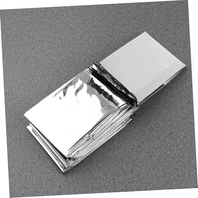 5pcs Emergency Survival Blanket Silver Reflective Insulated Rescue Blankets for Outdoor Camping Hiking First Aid Warmth Retention