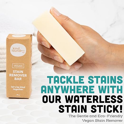 Kind Laundry - Vegan Stain Remover Bar, Travel Natural Stain Remover for Clothes, Gluten-and-Cruelty-Free Laundry Stain Remover, Unscented Baby Stain Remover for Laundry, 90 grams