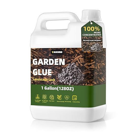1 Gallon Garden Glue– Safe & Strong Mulch Glue for Home Yards –Covers 2X Area,Holds Mulch, Stones,Pebbles & Pine Straw in Place | Weatherproof, Non-Toxic Adhesive for Gardens,Walkways,Lawn,Driveways