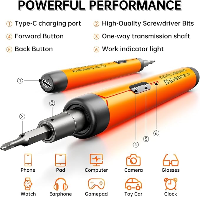 Mini Electric Screwdriver Set 88-IN-1: UnaMela Small Electric Screwdriver Cordless - 88 Precision Bits, LED Light, Magnetic Power Screwdriver Repair Tool Kit for PC RC Electronics
