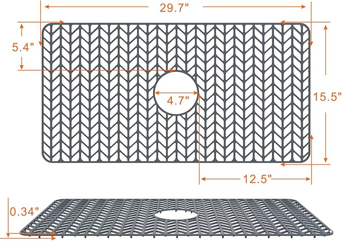 Sink Protectors for Kitchen Sink 12" 13" 16" 18" 19" 24" 26" 28" 29" 30",Silicone Kitchen Sink mats Protector for Bottom of Farmhouse(29.7"x15.5" Center)