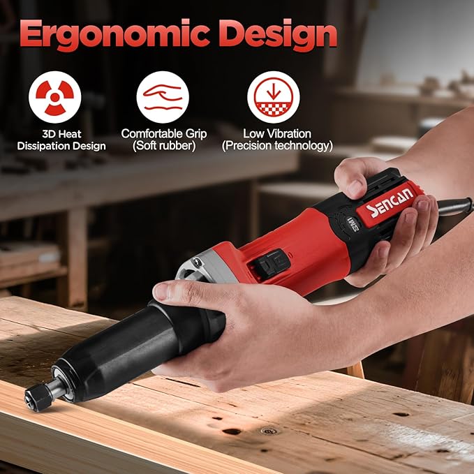 Electric Die Grinder, 1/4" Variable Speed Corded Power Die Grinder, Heavy Duty Die Grinder Tool for Metal Grinding, Polishing, Deburring, Welding Repair, 10000-33000 RPM