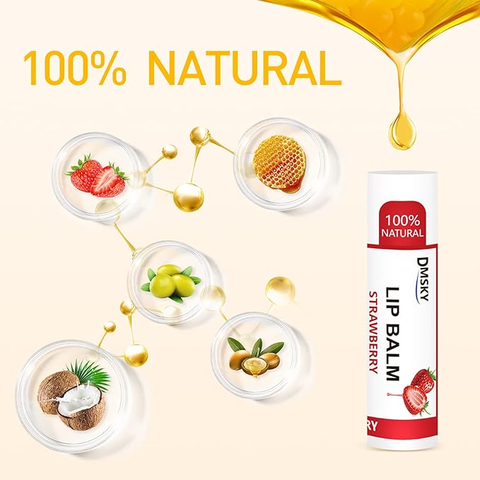DMSKY Natural Lip Balm Bulk 36 Pack, Moisturizing Lip Balm with Vitamin E and Coconut Oil, Lip Care Product for Chapped Lips-12 Flavors