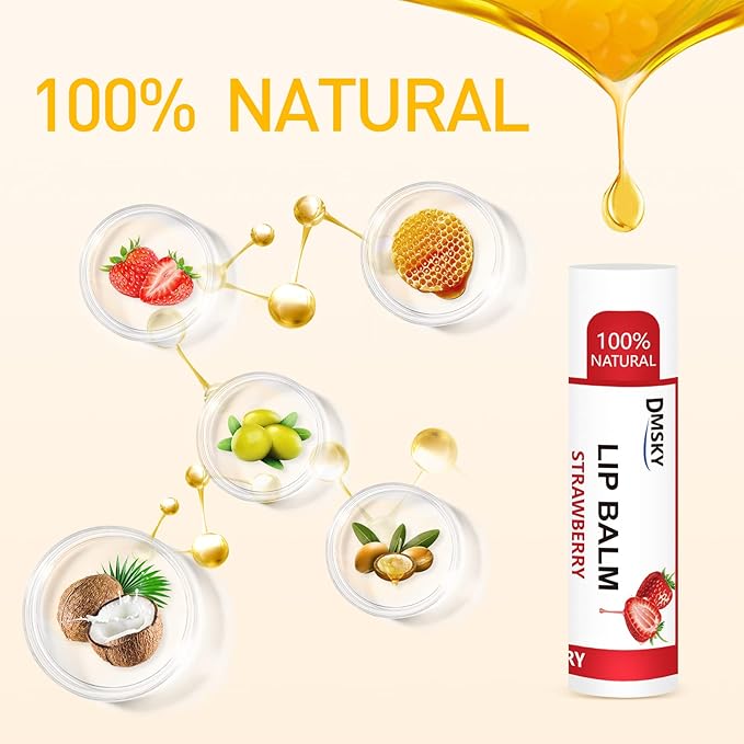 DMSKY 24 Pack Lip Balm, Natural Lip Balm Bulk with Vitamin E and Coconut Oil, Moisturizing Lip Balm for Chapped Lips, Bulk Lip Balm for Women-12 Flavors