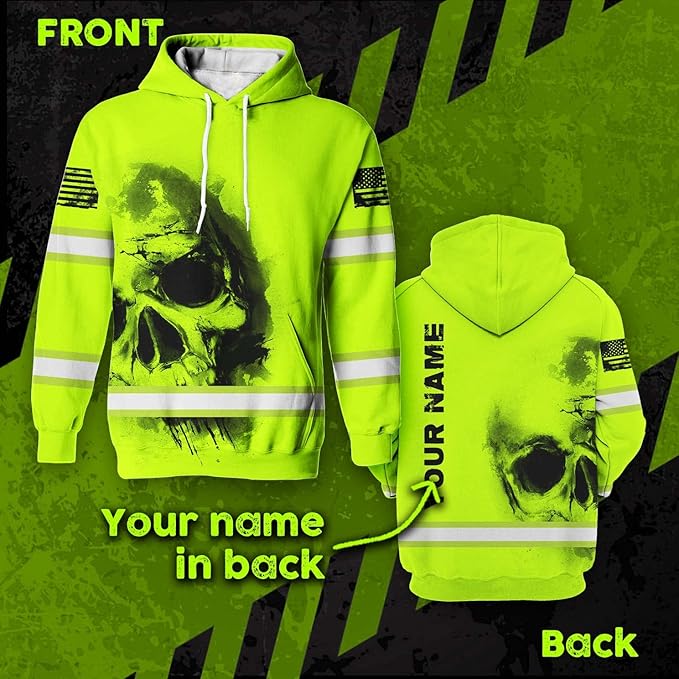 Color US Flag High Visibility Hoodie for Men Women Reflective Tapes Safety Workwear for Worker Runner Patriotic