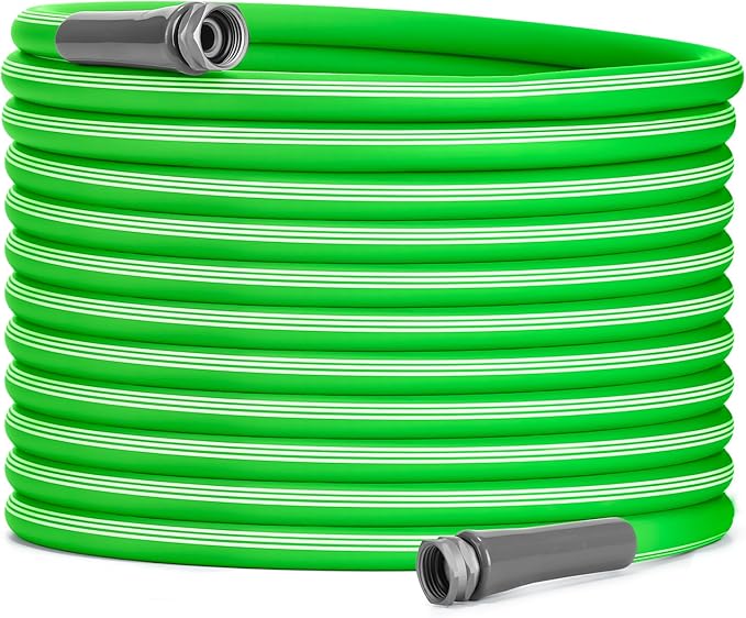 Delxo Garden Hose without Nozzle, 3/4 in. x 100 FT Non-Expanding Water Hose with Aluminum Alloy Interface, Heavy Duty Manguera Para Jardin, Water Pipe, Easy to Use for Gardening, Car Washing & Storage