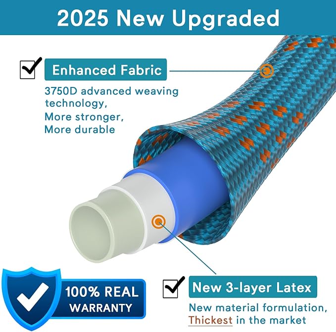 Expandable Garden Hose 100 ft, 2025 Upgraded Flexible Water Hose 100ft with 10 Function Spray Nozzle, Lightweight, No Kink, No Tangle, Expanding Hose With 3/4" Solid Brass Fittings