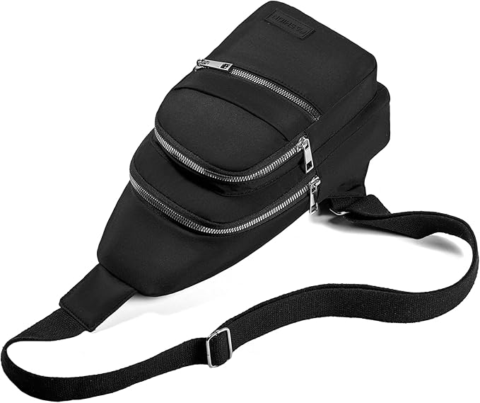 Cross Body Bag Small Sling Backpack Sling Bags Hiking Daypacks Crossbody Bags for Women Men - Silver Zipper