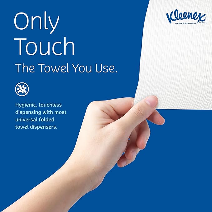 Kleenex Professional Universal Multifold Paper Towels, Bulk (02046), Absorbency Pockets, 9.2" x 9.4" Towel, White (150 Sheets/Pack, 8 Packs/Case, 1,200 Sheet Total)