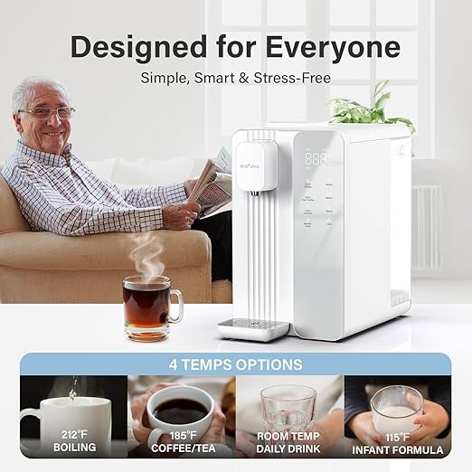 Ecoviva Mate 4 Countertop Reverse Osmosis Water Filter System with UV, BPA Free, 7-Stage Filter, Pure to Drain 3:1, Instant-Hot, Indoor No Installation, Meet NSF/ANSI 58 Desktop Water Purifier