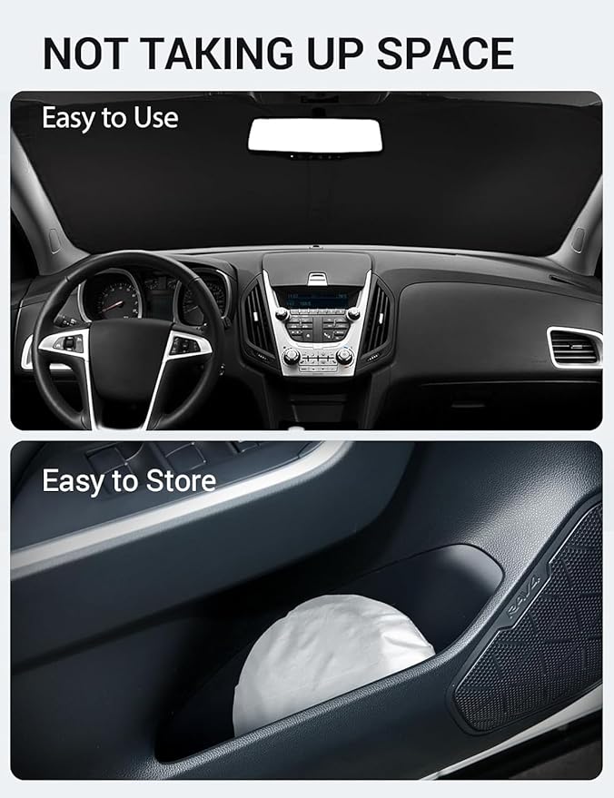 Proadsy 2025 Upgrade Windshield Sun Shade Custom Fit 2010-2017 Chevrolet Equinox Foldable Front Sunshade Protector Sun Visor Blocks UV Rays Keep Car Cooler