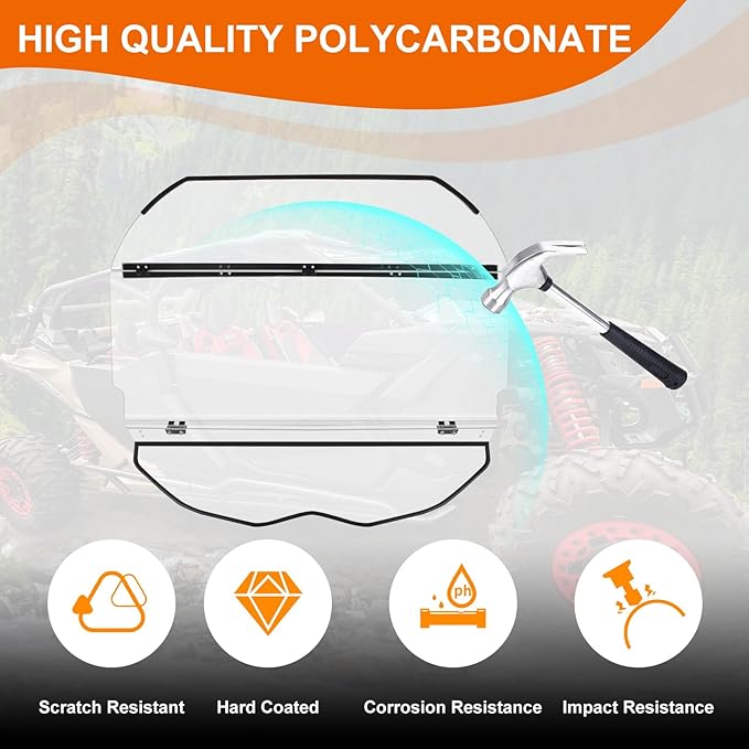 Flip Up Windshield for X3, 3-in-1 Flip Front Windshield Compatible with Can-Am Maverick X3 & X3 Max Accessories Scratch Resistant Hard Coated Folding Windscreen