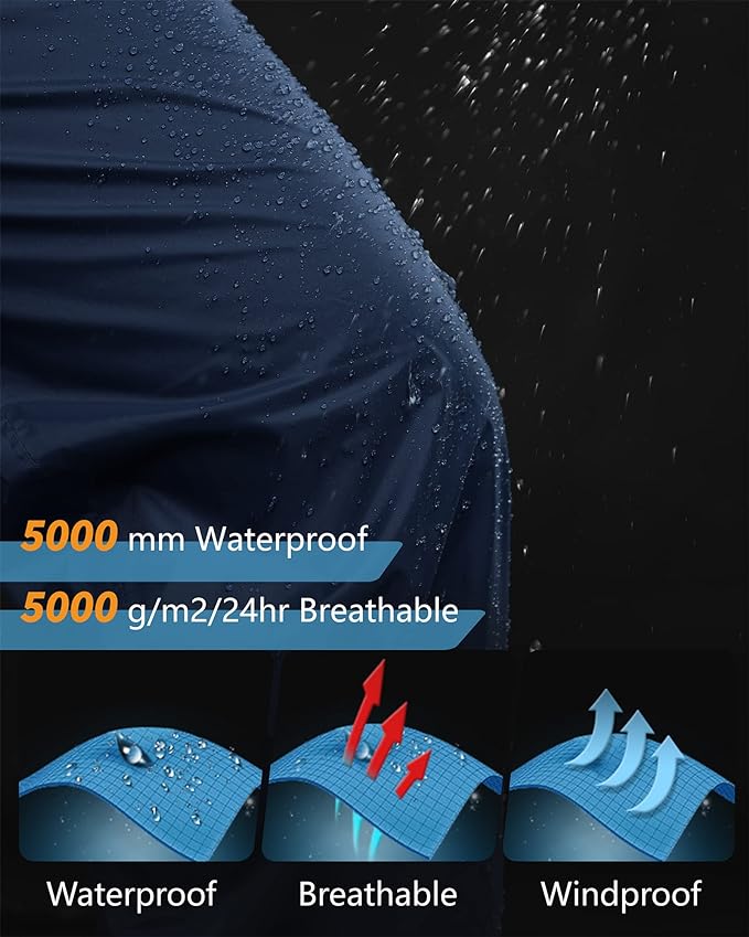 33,000ft Men's Rain Pants, Waterproof Rain Over Pants, Windproof Outdoor Pants for Hiking, Fishing