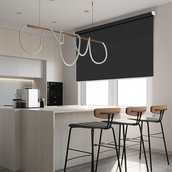 ZSHINE Motorized Blackout Window Blinds Customize Width (23-95 Inches) Remote Control Wireless and Rechargeable Roller Shades Blinds for Windows, Home, Office, Hotel, Club, Restaurant(82010M)