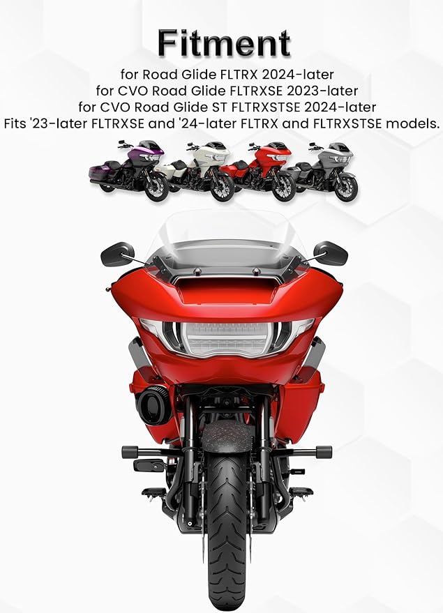 10" Wave Windshield Windscreen Wind Splitter Compatible with Harley Davidson Touring CVO Road Glide FLTRXSE 2023-up,CVO Road Glide ST FLTRXSTSE 2024-up,Road Glide FLTRX 2024-up (Clear)