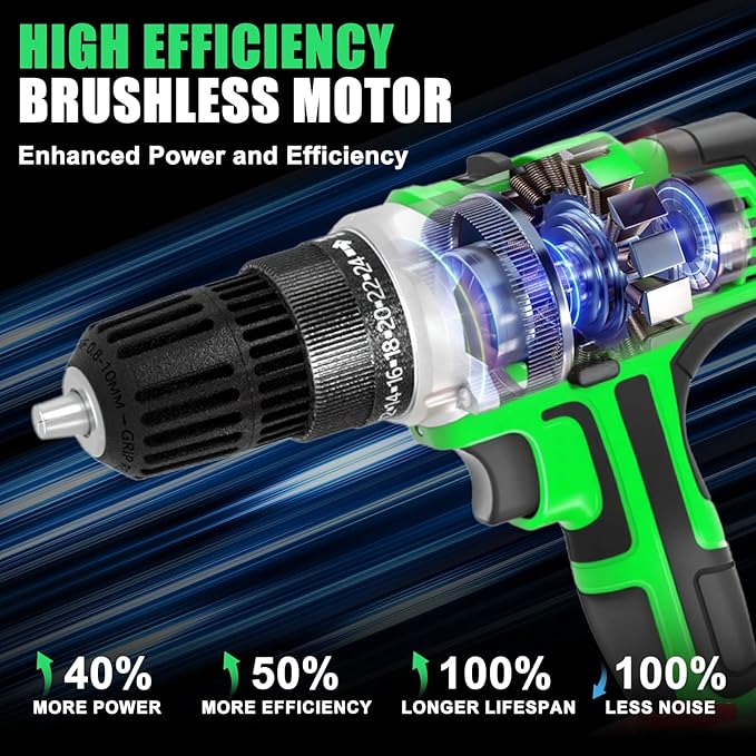 GardenJoy 20v Cordless Drill Set, Power Electric Kit 2 Batteries With Charger 30Nm 2-Speed 3/8" Keyless Chuck 24+1 Torque Drill Driver screwdriver Bits with LED Electric Work Light for DIY